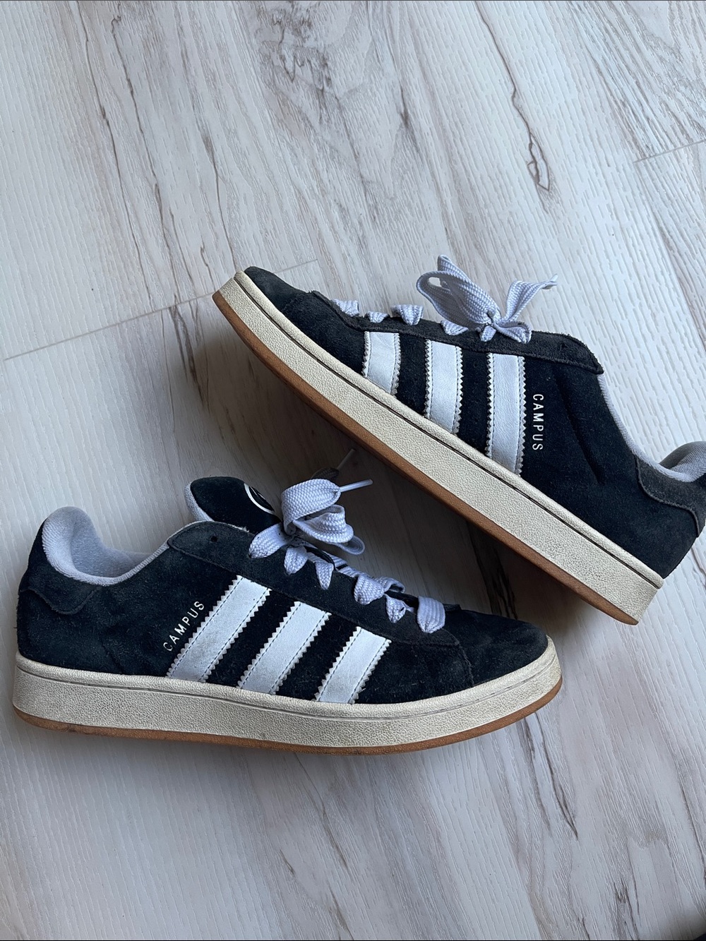 adidas Kids Campus Suede Sneakers in Black and White